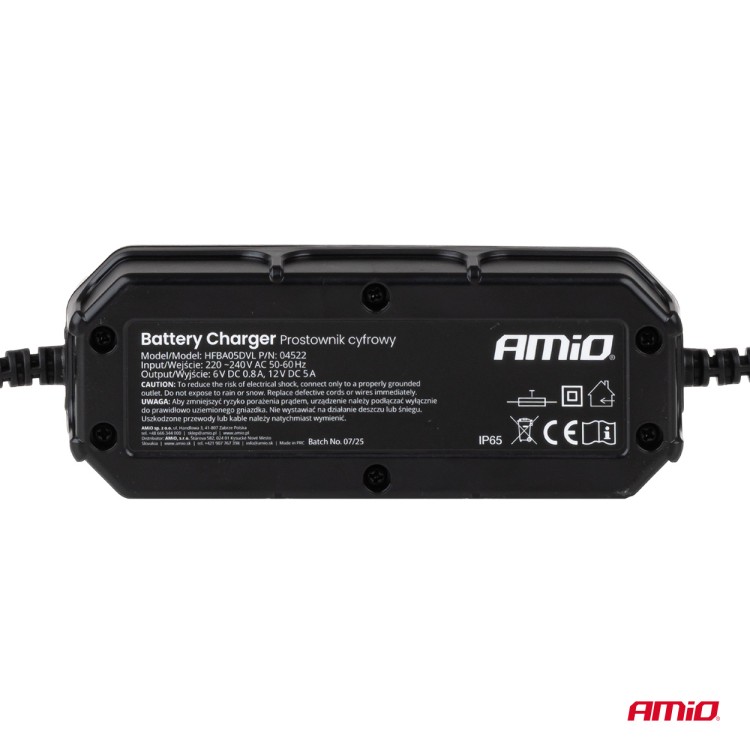 Amio - Φορτιστής Μπαταρίας Ψηφιακός DBC-5A SLA FLP τάση λειτουργίας 6/12V ένταση ρεύματος 5A για Επιβατικά Αυτοκίνητα και Μοτοσυκλέτες - 1 τεμ. (04522/AM) Amio - Φορτιστής Μπαταρίας Ψηφιακός DBC-5A SLA FLP τάση λειτουργίας 6/12V ένταση ρεύματος 5A για Επιβατικά Αυτοκίνητα και Μοτοσυκλέτες - 1 τεμ. (04522/AM)