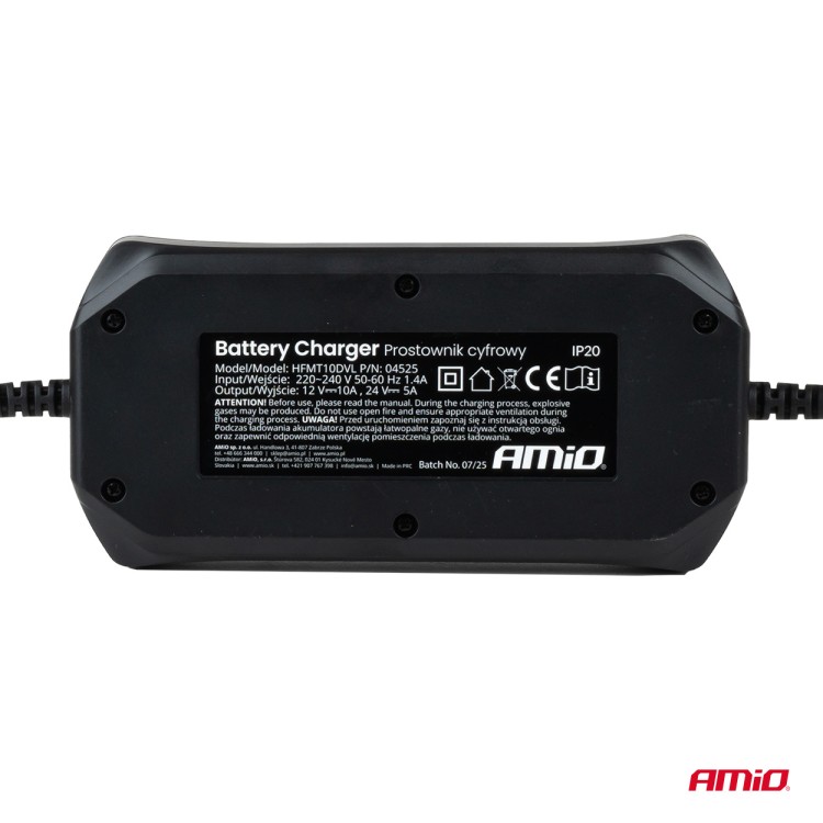 Amio - Φορτιστής Μπαταρίας Ψηφιακός DBC-10A WET AGM GEL τάση λειτουργίας 12/24V ένταση ρεύματος 10A για Επιβατικά Αυτοκίνητα και Φορτηγά - 1 τεμ. (04525/AM) Amio - Φορτιστής Μπαταρίας Ψηφιακός DBC-10A WET AGM GEL τάση λειτουργίας 12/24V ένταση ρεύματος 10A για Επιβατικά Αυτοκίνητα και Φορτηγά - 1 τεμ. (04525/AM)