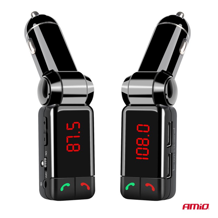 Amio - FM Transmitter Αναπτήρα τύπου FMT03 τάση λειτουργίας 12-24V με 2xUSB Type-A και Bluetooth για Επιβατικά Αυτοκίνητα και Φορτηγά - 1 τεμ. (04650/AM) Amio - FM Transmitter Αναπτήρα τύπου FMT03 τάση λειτουργίας 12-24V με 2xUSB Type-A και Bluetooth για Επιβατικά Αυτοκίνητα και Φορτηγά - 1 τεμ. (04650/AM)