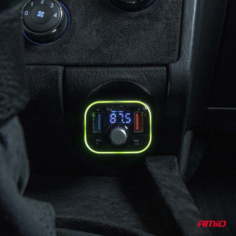 Amio - FM Transmitter Αυτοκινήτου 12/24V με 1xUSB Type-C και Υποδοχή microSD - 1 τεμ. (04652/AM)