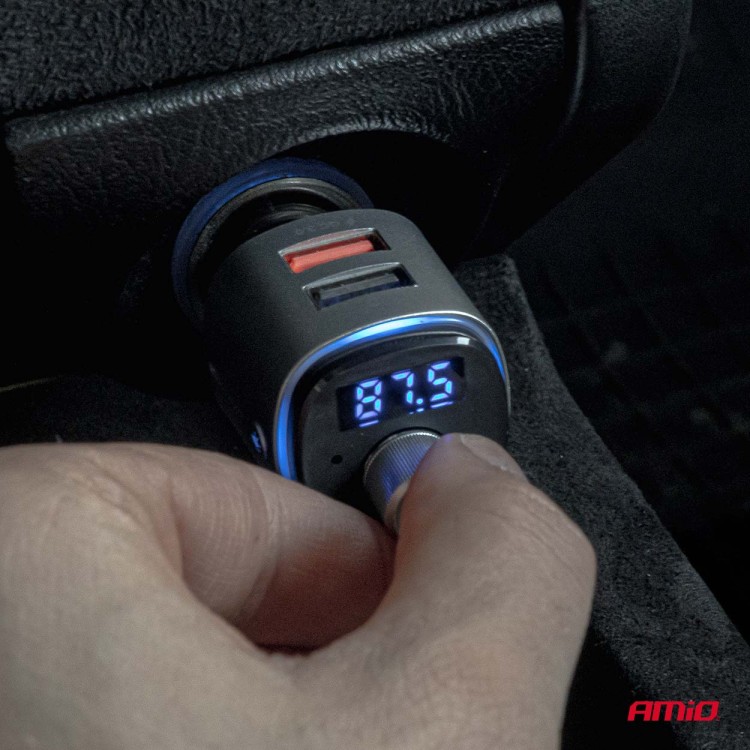 Amio - FM Transmitter Αυτοκινήτου 12/24V με 2xUSB Type-A και Υποδοχή microSD - 1 τεμ. (04654/AM)