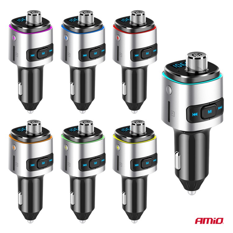 Amio - FM Transmitter Αυτοκινήτου 12/24V με 2xUSB Type-A και Υποδοχή microSD - 1 τεμ. (04654/AM)