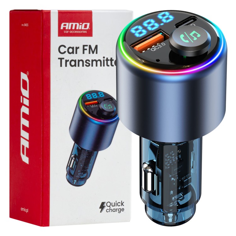 Amio - FM Transmitter Αυτοκινήτου 12/24V με 1xUSB Type-A και 1xUSB Type-C - 1 τεμ. (04655/AM) Amio - FM Transmitter Αυτοκινήτου 12/24V με 1xUSB Type-A και 1xUSB Type-C - 1 τεμ. (04655/AM)