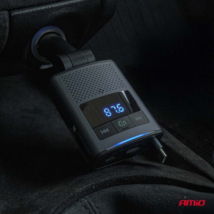 Amio - FM Transmitter Αυτοκινήτου 12/24V με 1xUSB Type-A, 1xUSB Type-C και Ενσωματωμένο Καλώδιο Φόρτισης Type-C - 1 τεμ. (04656/AM) Amio - FM Transmitter Αυτοκινήτου 12/24V με 1xUSB Type-A, 1xUSB Type-C και Ενσωματωμένο Καλώδιο Φόρτισης Type-C - 1 τεμ. (04656/AM)