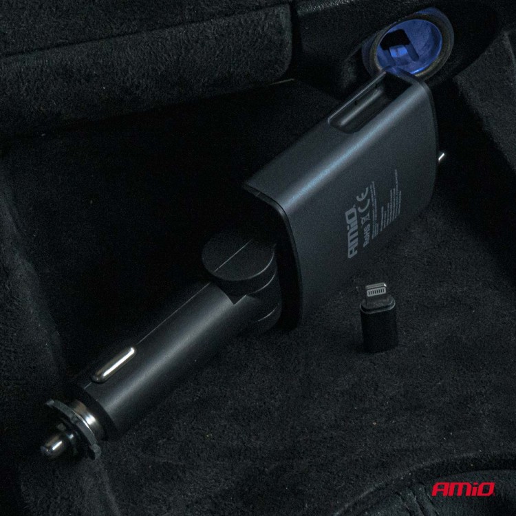 Amio - FM Transmitter Αυτοκινήτου 12/24V με 1xUSB Type-A, 1xUSB Type-C και Ενσωματωμένο Καλώδιο Φόρτισης Type-C - 1 τεμ. (04656/AM) Amio - FM Transmitter Αυτοκινήτου 12/24V με 1xUSB Type-A, 1xUSB Type-C και Ενσωματωμένο Καλώδιο Φόρτισης Type-C - 1 τεμ. (04656/AM)