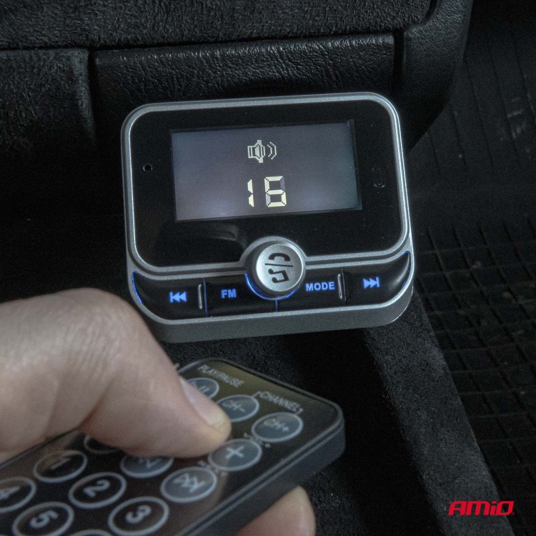 Amio - FM Transmitter Αυτοκινήτου 12/24V με 1xUSB Type-A, 1xUSB Type-C και Τηλεχειριστήριο - 1 τεμ. (04657/AM)