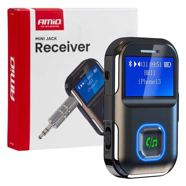 Amio - Bluetooth Δέκτης (Receiver) BTR-03 για Ασύρματη Μετάδοση Ήχου με υποδοχή Mini Jack 3.5mm και Οθόνη LCD - 1 τεμ. (04659/AM) Amio - Bluetooth Δέκτης (Receiver) BTR-03 για Ασύρματη Μετάδοση Ήχου με υποδοχή Mini Jack 3.5mm και Οθόνη LCD - 1 τεμ. (04659/AM)