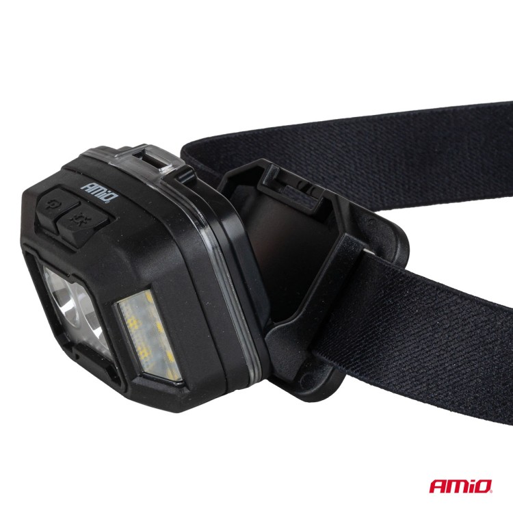 Amio - Φακός Κεφαλής Εργασίας τύπου 2xXPG+10SMD LED χωρητικότητα μπαταρίας 1800mAh - 1 τεμ. (04668/AM)