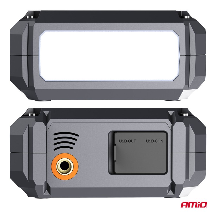 Amio - Φορητός Εκκινητής Μπαταρίας (Jump Starter) με ενσωματωμένο Κομπρεσέρ Αέρα, Powerbank και Φακό LED τάση λειτουργίας 12V με χωρητικότητα 7,2Ah και μέγιστο ρεύμα εκκίνησης 600A για Επιβατικά Αυτοκίνητα - 1 τεμ. (04674/AM) Amio - Φορητός Εκκινητής Μπαταρίας (Jump Starter) με ενσωματωμένο Κομπρεσέρ Αέρα, Powerbank και Φακό LED τάση λειτουργίας 12V με χωρητικότητα 7,2Ah και μέγιστο ρεύμα εκκίνησης 600A για Επιβατικά Αυτοκίνητα - 1 τεμ. (04674/AM)