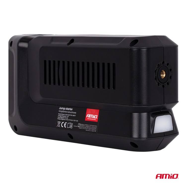 Amio - Φορητός Εκκινητής Μπαταρίας (Jump Starter) 4 σε 1 με ενσωματωμένο Κομπρεσέρ Αέρα, Powerbank και Φακό LED τάση λειτουργίας 12V με χωρητικότητα 12Ah και μέγιστο ρεύμα εκκίνησης 1600A για Επιβατικά Αυτοκίνητα - 1 τεμ. (04677/AM) Amio - Φορητός Εκκινητής Μπαταρίας (Jump Starter) 4 σε 1 με ενσωματωμένο Κομπρεσέρ Αέρα, Powerbank και Φακό LED τάση λειτουργίας 12V με χωρητικότητα 12Ah και μέγιστο ρεύμα εκκίνησης 1600A για Επιβατικά Αυτοκίνητα - 1 τεμ. (04677/AM)