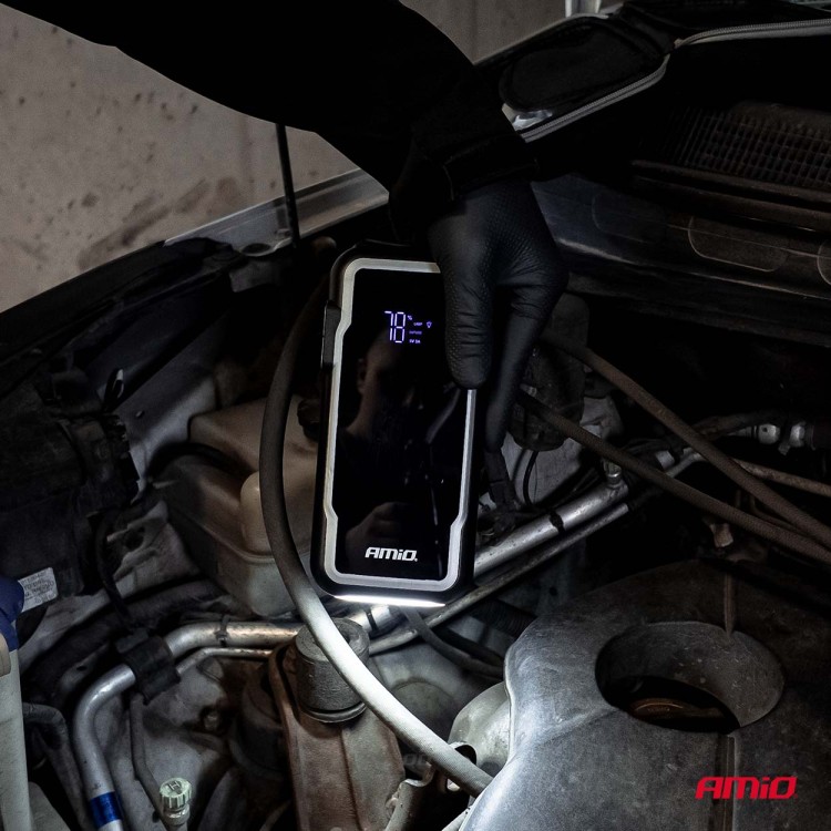 Amio - Φορητός Εκκινητής Μπαταρίας 3 σε 1 τύπου Jump Starter με Φως LED και Powerbank τάση λειτουργίας 12V απόδοσης 12Ah 800-1600A για Επιβατικά Αυτοκίνητα - 1 τεμ. (04678/AM) Amio - Φορητός Εκκινητής Μπαταρίας 3 σε 1 τύπου Jump Starter με Φως LED και Powerbank τάση λειτουργίας 12V απόδοσης 12Ah 800-1600A για Επιβατικά Αυτοκίνητα - 1 τεμ. (04678/AM)