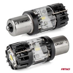Amio - Λαμπτήρες LED τύπου P21W βάση BA15s τάση λειτουργίας 12V απόδοσης 66W (4800lm) LumiTec Series FULL CANBUS Μονοπολικό CSP 6500K Plug & Play για Επιβατικά Αυτοκίνητα - 2 τεμ. (04688/AM)