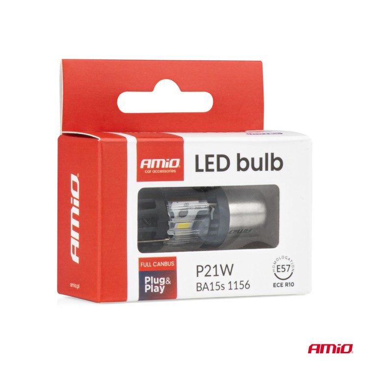 Amio - Λαμπτήρες LED τύπου P21W βάση BA15s τάση λειτουργίας 12V απόδοσης 66W (4800lm) LumiTec Series FULL CANBUS Μονοπολικό CSP 6500K Plug & Play για Επιβατικά Αυτοκίνητα - 2 τεμ. (04688/AM) Amio - Λαμπτήρες LED τύπου P21W βάση BA15s τάση λειτουργίας 12V απόδοσης 66W (4800lm) LumiTec Series FULL CANBUS Μονοπολικό CSP 6500K Plug & Play για Επιβατικά Αυτοκίνητα - 2 τεμ. (04688/AM)