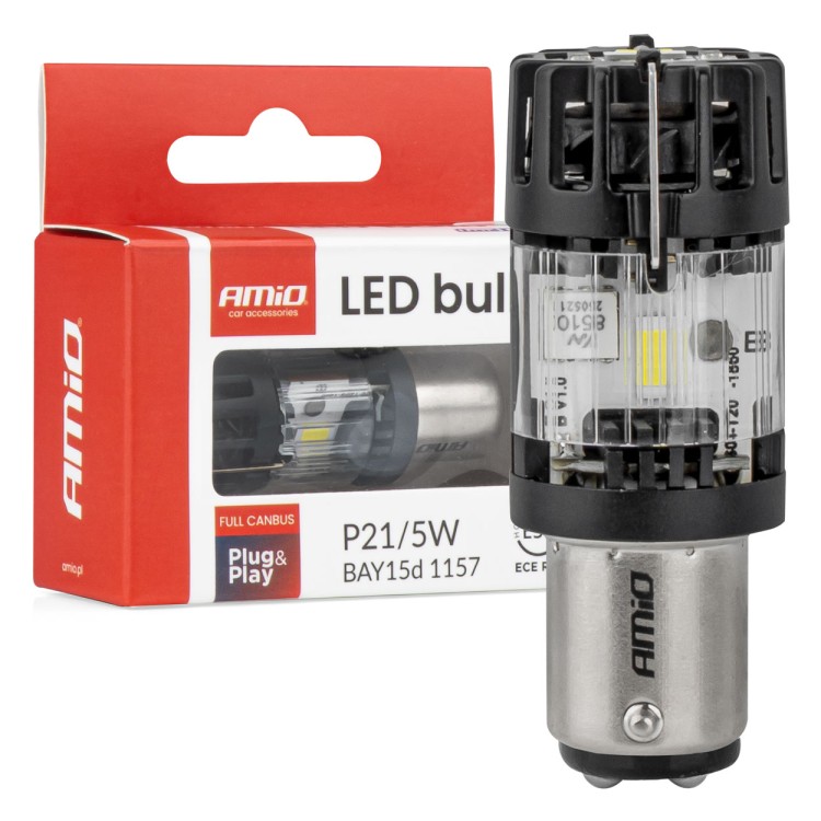 Amio – LED CSP P21/5W BAY15d Διπολικό 12V 66W 4800lm 6500K Full CANBUS για Στοπ & Θέσης Ισχυρό Φως – 1 Τεμ. (04689/AM) Amio – LED CSP P21/5W BAY15d Διπολικό 12V 66W 4800lm 6500K Full CANBUS για Στοπ & Θέσης Ισχυρό Φως – 1 Τεμ. (04689/AM)
