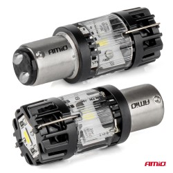Amio – LED CSP P21/5W BAY15d Διπολικό 12V 66W 4800lm 6500K Full CANBUS για Στοπ & Θέσης Ισχυρό Φως – 1 Τεμ. (04689/AM)