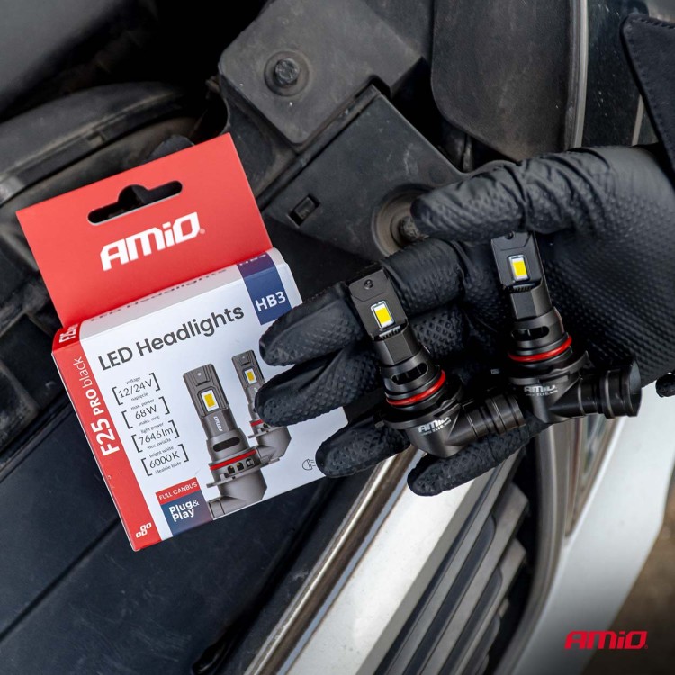 Amio - Λαμπτήρες LED F25 PRO Black Edition HB3 (9005) 68W 12-24V Full CAN Bus με Φωτεινότητα 7646lm σε Ψυχρό Λευκό 6000K για Επιβατικά Αυτοκίνητα & Φορτηγά - Σετ 2 τεμ. (04722/AM) Amio - Λαμπτήρες LED F25 PRO Black Edition HB3 (9005) 68W 12-24V Full CAN Bus με Φωτεινότητα 7646lm σε Ψυχρό Λευκό 6000K για Επιβατικά Αυτοκίνητα & Φορτηγά - Σετ 2 τεμ. (04722/AM)