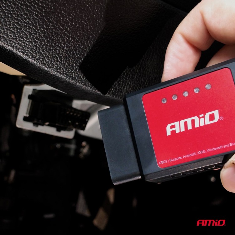 Amio - Διαγνωστικό Αυτοκινήτου OBD 2 τύπου ELM327 Bluetooth XL τάση λειτουργίας 12V με ασύρματη σύνδεση για Επιβατικά Αυτοκίνητα - 1 τεμ. (04733/AM)