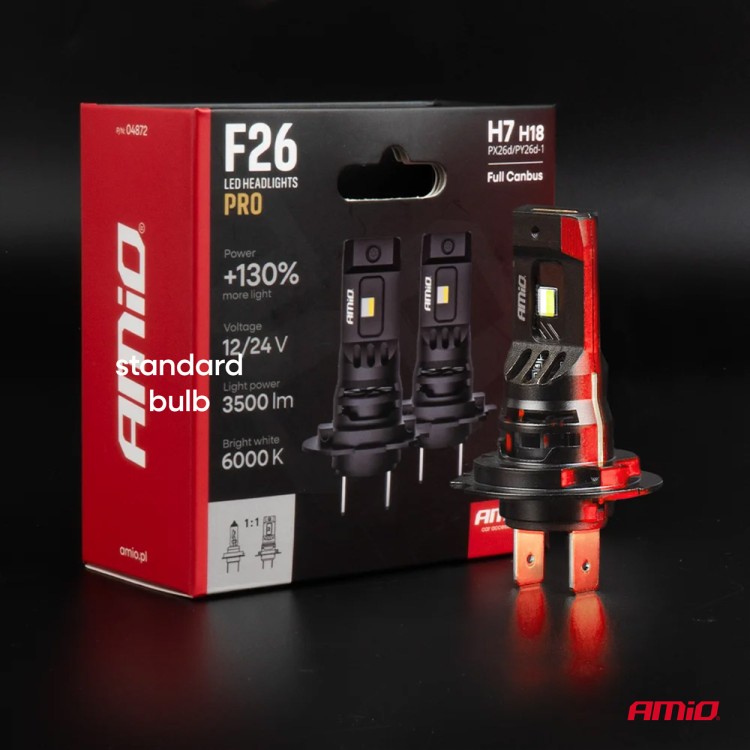 AMiO - Λάμπες LED F26 Pro Series H7/H18 12/24V 68W 2900-3550lm 6.000K Full Can-Bus Plug&Play - 2 Τεμ. (04872/AM) AMiO - Λάμπες LED F26 Pro Series H7/H18 12/24V 68W 2900-3550lm 6.000K Full Can-Bus Plug&Play - 2 Τεμ. (04872/AM)