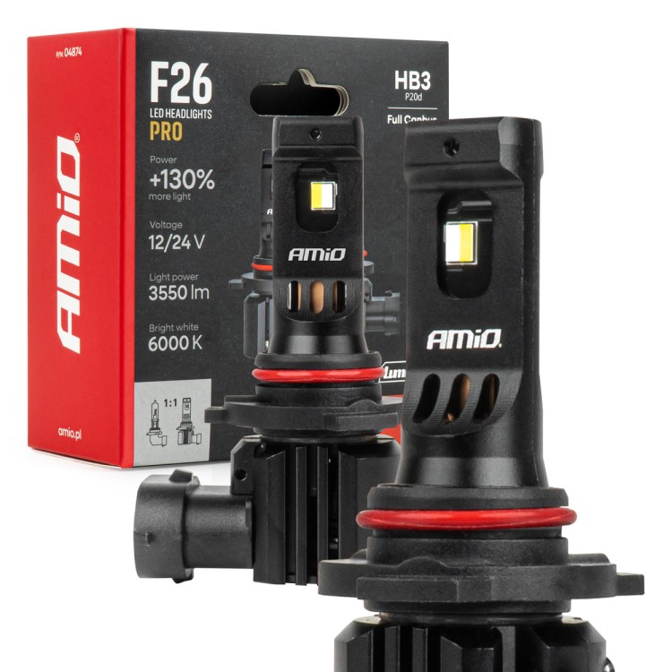AMiO - Λάμπες LED F26 Pro Series HB3 12/24V 68W 2900-3550lm 6.000K Full Can-Bus Plug&Play - 2 Τεμ. (04874/AM) AMiO - Λάμπες LED F26 Pro Series HB3 12/24V 68W 2900-3550lm 6.000K Full Can-Bus Plug&Play - 2 Τεμ. (04874/AM)