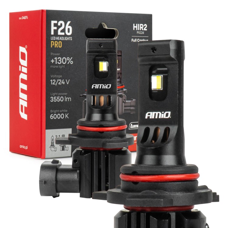 AMiO - Λάμπες LED F26 Pro Series HIR2 9012 12/24V 68W 2900-3550lm 6.000K Full Can-Bus Plug&Play - 2 Τεμ. (04876/AM) AMiO - Λάμπες LED F26 Pro Series HIR2 9012 12/24V 68W 2900-3550lm 6.000K Full Can-Bus Plug&Play - 2 Τεμ. (04876/AM)