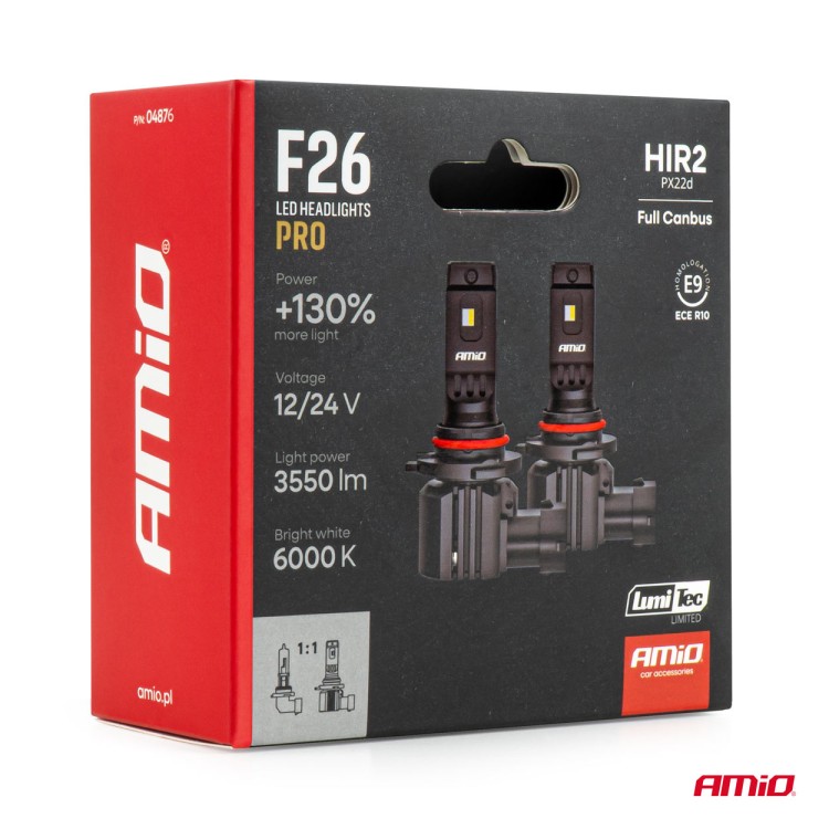 AMiO - Λάμπες LED F26 Pro Series HIR2 9012 12/24V 68W 2900-3550lm 6.000K Full Can-Bus Plug&Play - 2 Τεμ. (04876/AM) AMiO - Λάμπες LED F26 Pro Series HIR2 9012 12/24V 68W 2900-3550lm 6.000K Full Can-Bus Plug&Play - 2 Τεμ. (04876/AM)