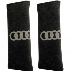 AUDI ΜΑΞΙΛΑΡΑΚΙΑ ΓΙΑ ΖΩΝΗ ΑΣΦΑΛΕΙΑΣ 21 X 7,5 cm ΣΕ ΜΑΥΡΟ ΧΡΩΜΑ ΜΕ ΓΚΡΙ LOGO - 2 ΤΕΜ.
