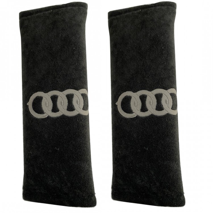 AUDI ΜΑΞΙΛΑΡΑΚΙΑ ΓΙΑ ΖΩΝΗ ΑΣΦΑΛΕΙΑΣ 21 X 7,5 cm ΣΕ ΜΑΥΡΟ ΧΡΩΜΑ ΜΕ ΓΚΡΙ LOGO - 2 ΤΕΜ.