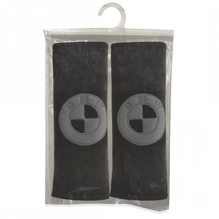 BMW ΜΑΞΙΛΑΡΑΚΙΑ ΓΙΑ ΖΩΝΗ ΑΣΦΑΛΕΙΑΣ 21 X 7,5 cm ΣΕ ΜΑΥΡΟ ΧΡΩΜΑ ΜΕ ΓΚΡΙ LOGO - 2 ΤΕΜ.