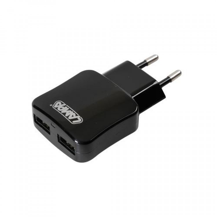 Lampa – Φορτιστής Πρίζας 220V σε 2 USB 5V 2.4A για Κινητά Smartphones Tablet Universal – 1 Τεμ. (L3894.9/T)