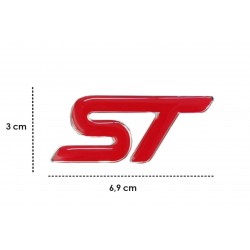 ST (FORD) ΑΥΤΟΚΟΛΛΗΤΟ ΣΗΜΑ 6,9x3cm ΚΟΚΚΙΝΟ/ΧΡΩΜΙΟ ΜΕ ΕΠΙΚΑΛΥΨΗ ΕΠΟΞΕΙΔΙΚΗΣ ΡΥΤΙΝΗΣ (ΥΓΡΟ ΓΥΑΛΙ) - 1 ΤΕΜ.