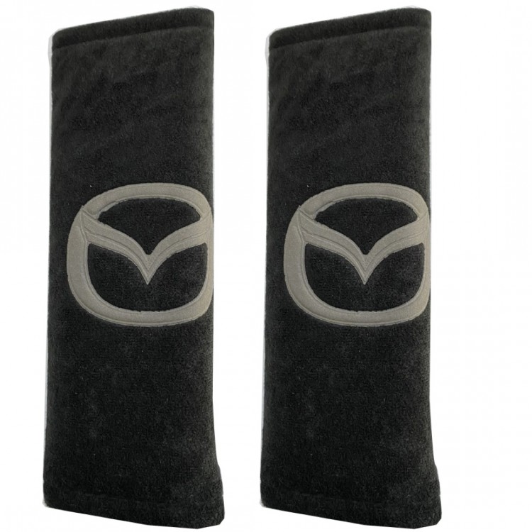 MAZDA ΜΑΞΙΛΑΡΑΚΙΑ ΓΙΑ ΖΩΝΗ ΑΣΦΑΛΕΙΑΣ 21 X 7,5 cm ΣΕ ΜΑΥΡΟ ΧΡΩΜΑ ΜΕ ΓΚΡΙ LOGO - 2 ΤΕΜ.
