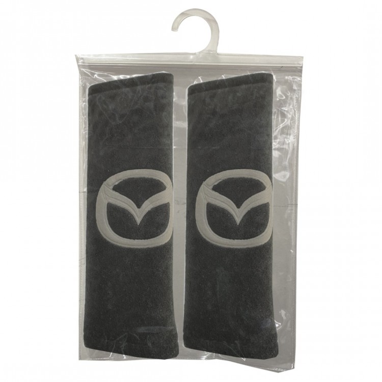 MAZDA ΜΑΞΙΛΑΡΑΚΙΑ ΓΙΑ ΖΩΝΗ ΑΣΦΑΛΕΙΑΣ 21 X 7,5 cm ΣΕ ΜΑΥΡΟ ΧΡΩΜΑ ΜΕ ΓΚΡΙ LOGO - 2 ΤΕΜ.