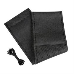 Lampa Κάλυμμα Τιμονιού Αυτοκινήτου Sport Leather Top Grip Δετό 37-39εκ. Λείο & Διάτρητο Γνήσιο Δέρμα Μαύρο με Μαύρη Ραφή 1-τεμ. (L3299.8)