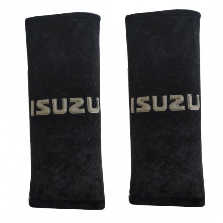 ISUZU ΜΑΞΙΛΑΡΑΚΙΑ ΓΙΑ ΖΩΝΗ ΑΣΦΑΛΕΙΑΣ 21 X 7,5 cm ΣΕ ΜΑΥΡΟ ΧΡΩΜΑ ΜΕ ΓΚΡΙ LOGO - 2 ΤΕΜ.