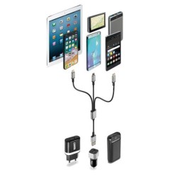 ΚΑΛΩΔΙΟ USB ΦΟΡΤΙΣΗΣ CERBERO 100 cm (3 ΑΝΤΑΠΤΟΡΕΣ TYPE C/APPLE/MICRO USB - 8 PIN) SILVER LINE