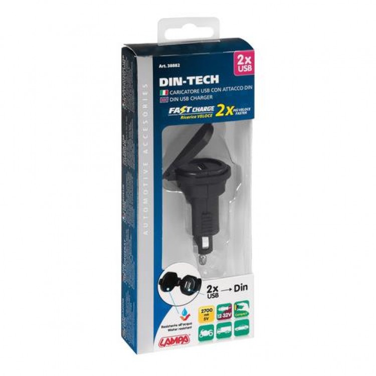 ΦΟΡΤΙΣΤΗΣ ΑΝΤΑΠΤΟΡΑΣ ΑΝΑΠΤΗΡΑ UNI-TECH 12/32V ΑΠΟ DIN ΣΕ 2 USB 2700mA FAST CHARGER ΑΔΙΑΒΡΟΧΟΣ