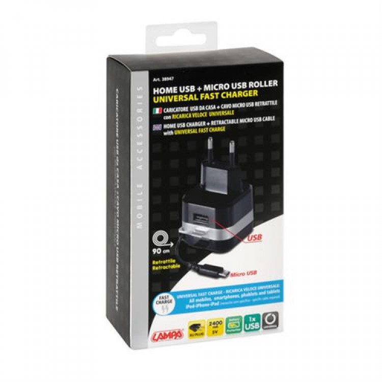 ΠΡΙΖΑ 230V 12 ΜΕ 1 USB ΚΑΙ ΚΑΛΩΔΙΟ ΦΟΡΤΙΣΗΣ MICRO USB 90cm 2400mA FAST CHARGER ΠΡΙΖΑ 230V 12 ΜΕ 1 USB ΚΑΙ ΚΑΛΩΔΙΟ ΦΟΡΤΙΣΗΣ MICRO USB 90cm 2400mA FAST CHARGER