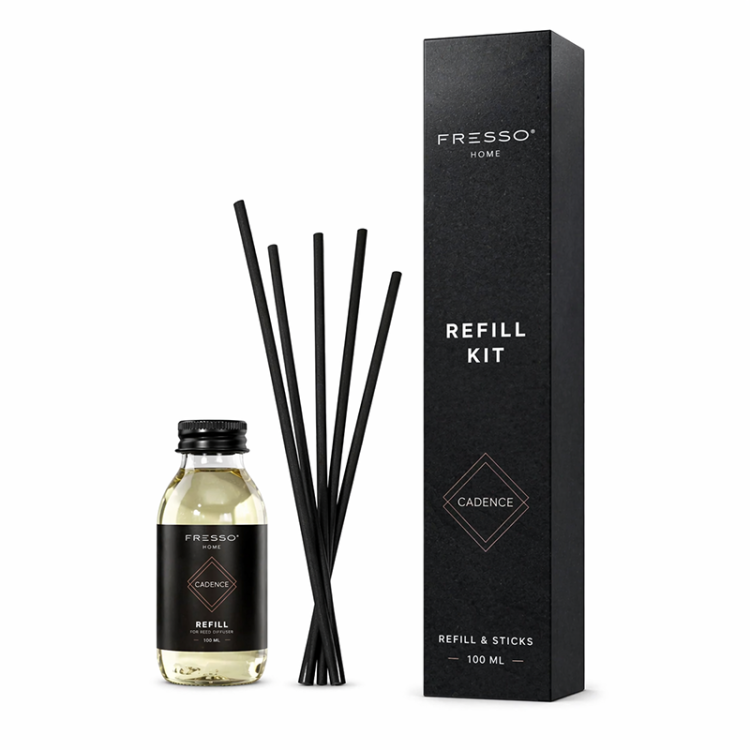 Fresso - Κιτ Αναπλήρωσης με Άρωμα Cadence 100 ml Premium Home Refill Kit και 6 Μαύρα Στικ από Fiberglass για Αρωματικό Χώρου Reed Diffuser - 1 Τεμ. (390037/FRE) Fresso - Κιτ Αναπλήρωσης με Άρωμα Cadence 100 ml Premium Home Refill Kit και 6 Μαύρα Στικ από Fiberglass για Αρωματικό Χώρου Reed Diffuser - 1 Τεμ. (390037/FRE)