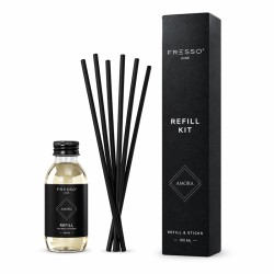 Fresso - Κιτ Αναπλήρωσης με Άρωμα Amora 100 ml Premium Home Refill Kit και 6 Μαύρα Στικ από Fiberglass για Αρωματικό Χώρου Reed Diffuser - 1 Τεμ. (390051/FRE)
