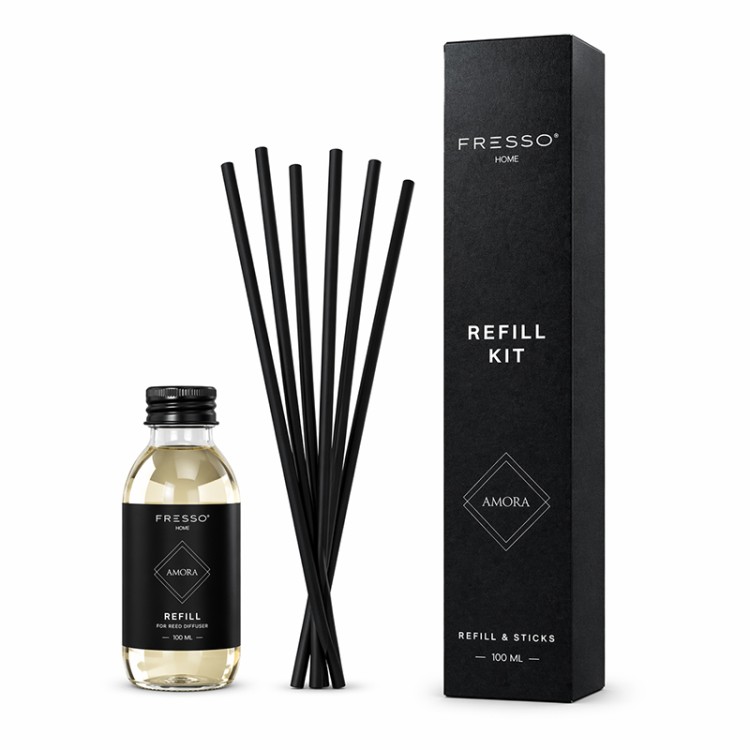 Fresso - Κιτ Αναπλήρωσης με Άρωμα Amora 100 ml Premium Home Refill Kit και 6 Μαύρα Στικ από Fiberglass για Αρωματικό Χώρου Reed Diffuser - 1 Τεμ. (390051/FRE) Fresso - Κιτ Αναπλήρωσης με Άρωμα Amora 100 ml Premium Home Refill Kit και 6 Μαύρα Στικ από Fiberglass για Αρωματικό Χώρου Reed Diffuser - 1 Τεμ. (390051/FRE)