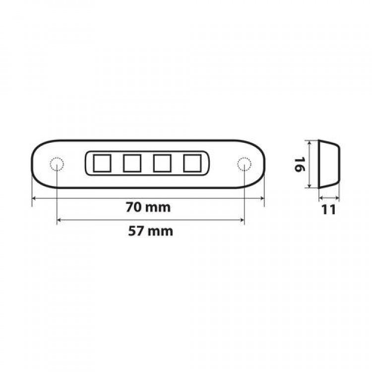 ΦΩΣ ΟΓΚΟΥ ΦΟΡΤΗΓΟΥ 4LED ΠΡΑΣΙΝΟ 12/24V 70x16x11mm ΑΔΙΑΒΡΟΧΟ 1ΤΕΜ.