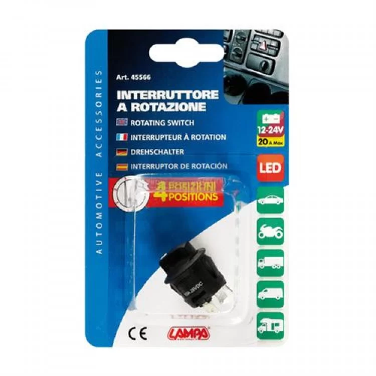 ΔΙΑΚΟΠΤΗΣ 4 ΘΕΣΕΩΝ 12/24V 10A ΣΤΡΟΓΓΥΛΟΣ 23mm ΔΙΑΚΟΠΤΗΣ 4 ΘΕΣΕΩΝ 12/24V 10A ΣΤΡΟΓΓΥΛΟΣ 23mm