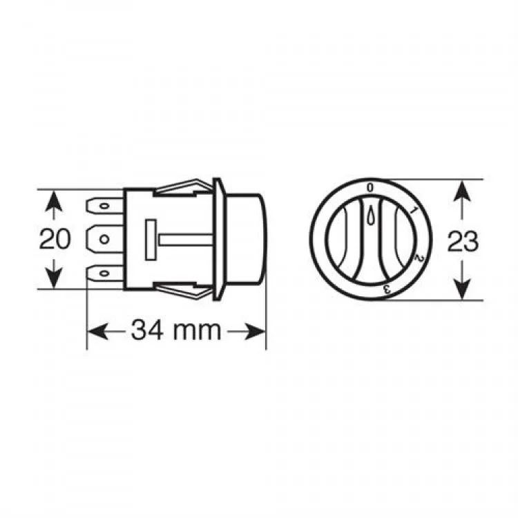 ΔΙΑΚΟΠΤΗΣ 4 ΘΕΣΕΩΝ 12/24V 10A ΣΤΡΟΓΓΥΛΟΣ 23mm ΔΙΑΚΟΠΤΗΣ 4 ΘΕΣΕΩΝ 12/24V 10A ΣΤΡΟΓΓΥΛΟΣ 23mm