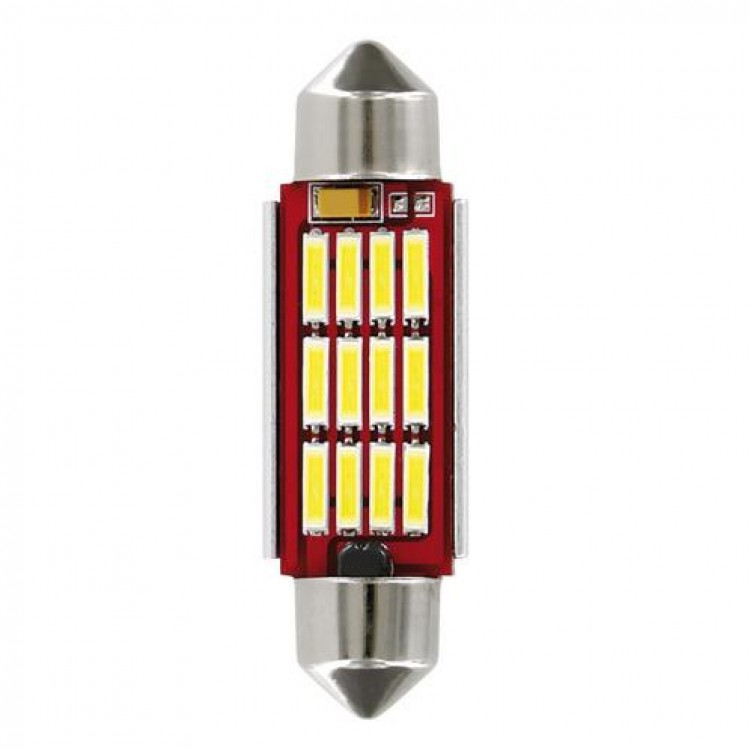 ΛΑΜΠΑΚΙ ΠΛΑΦΟΝΙΕΡΑΣ 12V 12x41mm 150lm ΛΕΥΚΟ MEGA-LED12 (ΔΙΠΛΗΣ ΠΟΛΙΚΟΤΗΤΑΣ- CAN-BUS) BLISTER 1ΤΕΜ.