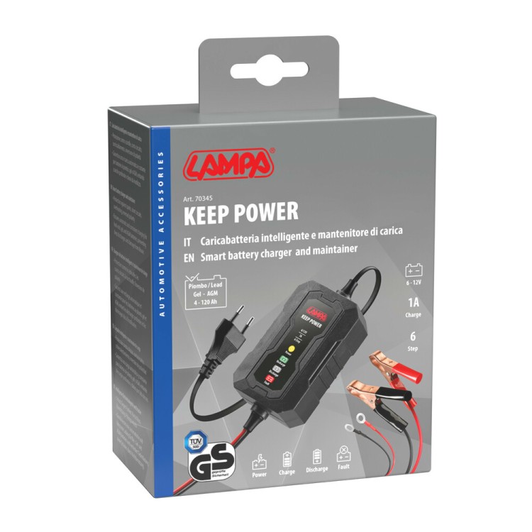 Lampa – Φορτιστής και Συντηρητής Μπαταρίας 6/12V Keep Power (4-120Ah 1A), Άμεση Επαναφορά της Ενέργειας με Έξυπνη Διαχείριση για Απόλυτη Μακροζωία – 1 Τεμ. (L7034.5) Lampa – Φορτιστής και Συντηρητής Μπαταρίας 6/12V Keep Power (4-120Ah 1A), Άμεση Επαναφορά της Ενέργειας με Έξυπνη Διαχείριση για Απόλυτη Μακροζωία – 1 Τεμ. (L7034.5)