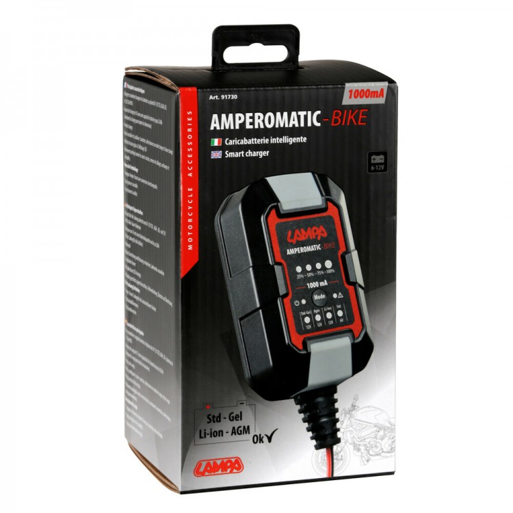 ΦΟΡΤΙΣΤΗΣ/ΣΥΝΤΗΡΗΤΗΣ ΜΠΑΤΑΡΙΑΣ AMPEROMATIC BIKE 6/12V 1A 2>20Ah GEL/STD/SMF/AGM/EFB/LiFePo4 LAMPA - 1 ΤΕΜ ΦΟΡΤΙΣΤΗΣ/ΣΥΝΤΗΡΗΤΗΣ ΜΠΑΤΑΡΙΑΣ AMPEROMATIC BIKE 6/12V 1A 2>20Ah GEL/STD/SMF/AGM/EFB/LiFePo4 LAMPA - 1 ΤΕΜ