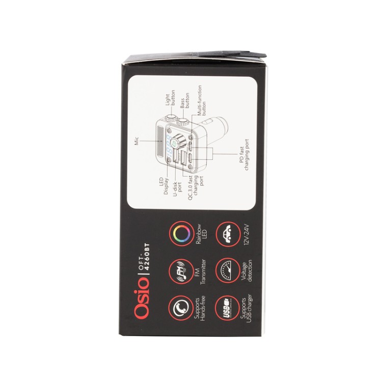 FM TRANSMITTER ΑΝΑΠΤΗΡΑ 12V ΜΕ BLUETOOTH OFT-4260BT ΦΟΡΤΙΣΤΗ USB TYPE-A + USB TYPE-C OSIO FM TRANSMITTER ΑΝΑΠΤΗΡΑ 12V ΜΕ BLUETOOTH OFT-4260BT ΦΟΡΤΙΣΤΗ USB TYPE-A + USB TYPE-C OSIO