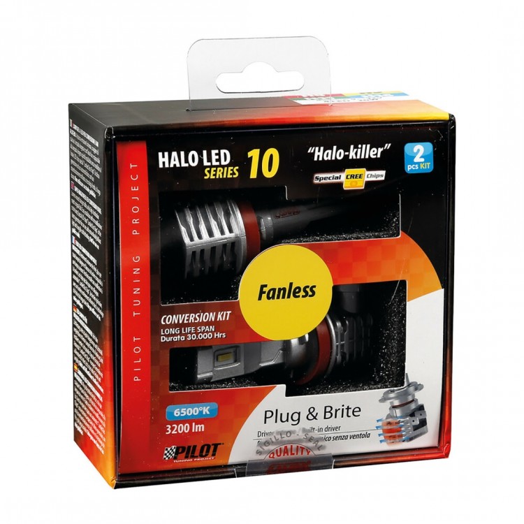 H8-H9-H11-H16 HALO KILLER PGJ19-X 9-32V -20W - 6500K - 3200lm HALO LED KIT SERIES 10 (12 LED ZES CHIPS) - 2 ΤΕΜ.