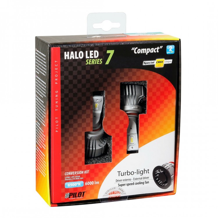 H10/HB3 9005 9-32V 6.500K 6.000lm 72W P20d HALO LED SERIE 7 COMPACT 6LED CREE 2ΤΕΜ. LED KIT H10/HB3 9005 9-32V 6.500K 6.000lm 72W P20d HALO LED SERIE 7 COMPACT 6LED CREE 2ΤΕΜ. LED KIT