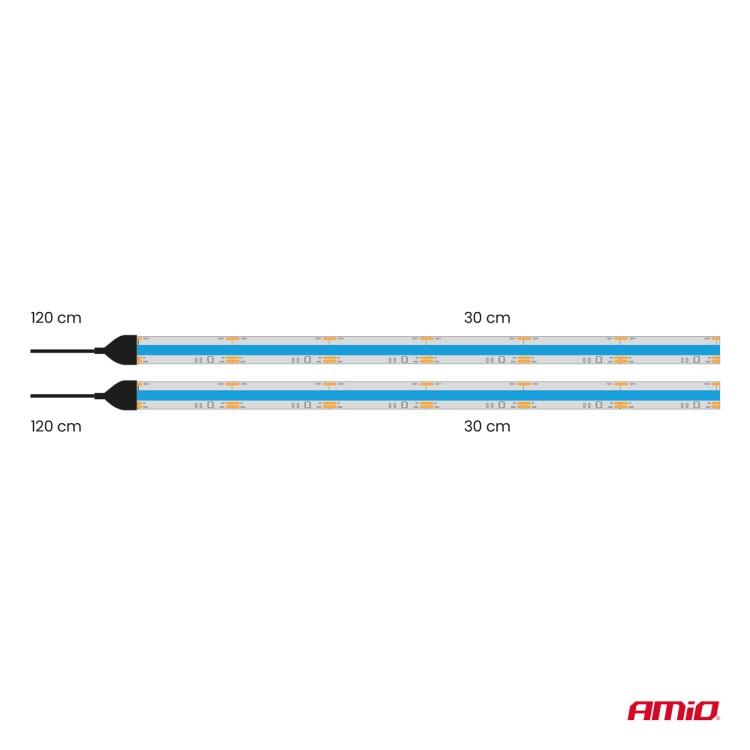 Amio – Ταινία LED COB 12V Μπλε 2x30cm Flexible για Εντυπωσιακό Εσωτερικό Φωτισμό & Easy Install – Σετ 2 Τεμ. (04571/AM)